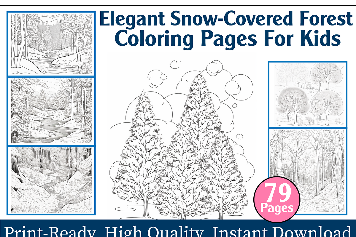 Elegant Snow-Covered Forest Coloring, an Animal Illustration by maggiesar (Photo 1 of 4)