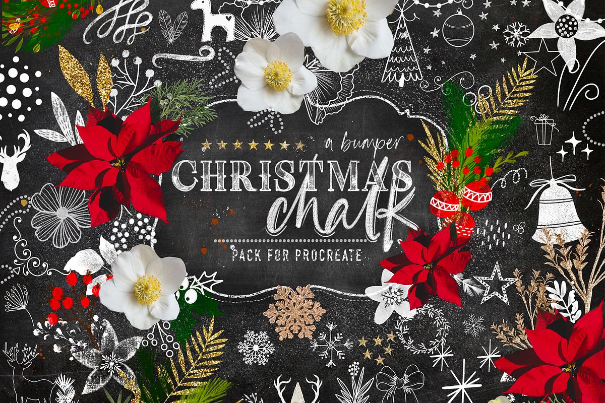 Christmas Chalk Procreate Brushes, a Brush Add-On by OkayAnnie Designs (Photo 2 of 14)