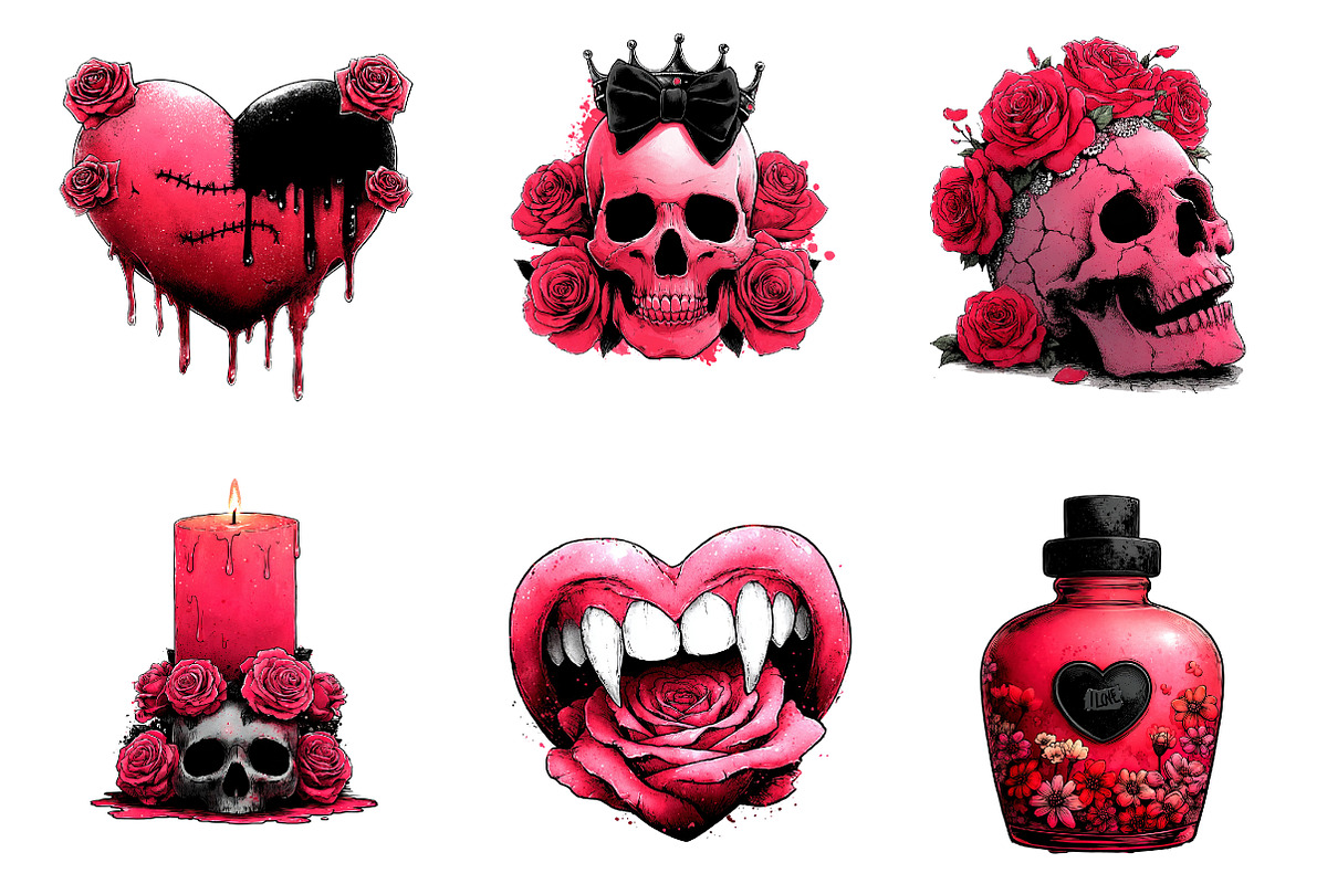 Gothic valentines day sublimation, an Illustration by CreationArt (Photo 2 of 6)