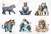 Tiger Watercolor Cliparts, an Illustration by RobertsArt (Thumbnail 6 of 7)