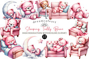 Sleeping Teddy Bear Clipart, an Illustration by DreamCafeArt (Thumbnail 1 of 6)