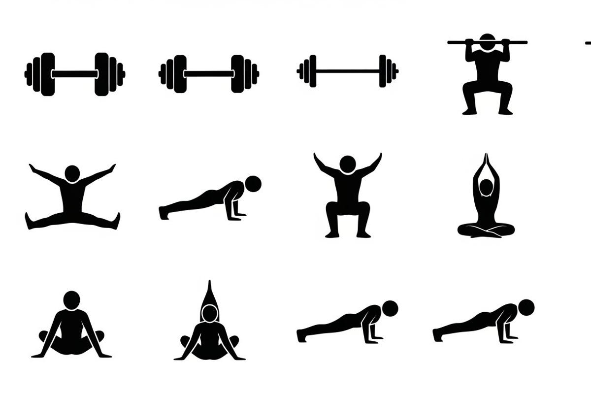 Fitness Workout Silhouette Icon Set, an Illustration by musafir_fashion (Photo 40 of 51)