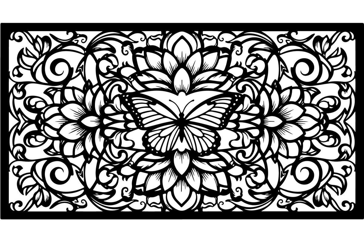 Decorative Floral Panel Vector Set, a Decorative Illustration by Designer_Momina (Photo 7 of 20)