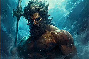 Poseidon Greek God. Generate Ai