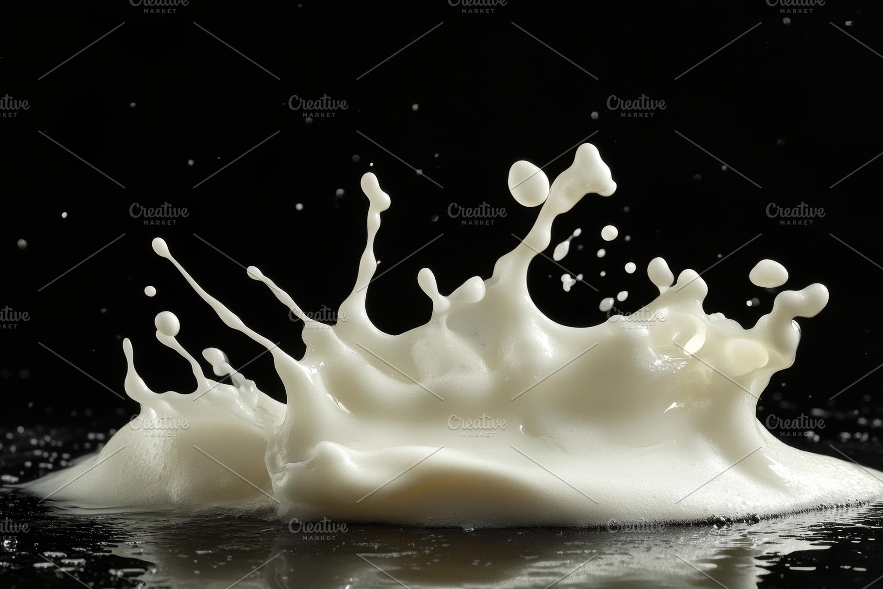 Milk splash creates dynamic patterns, a Photo by Tanuart