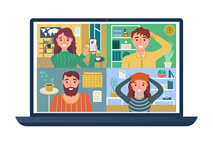 Online video conference meeting, an Education Illustration by Yayasya