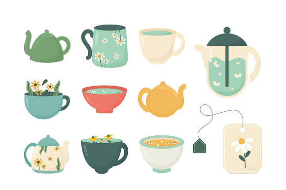 Tea Floral Set Illustration preview 2