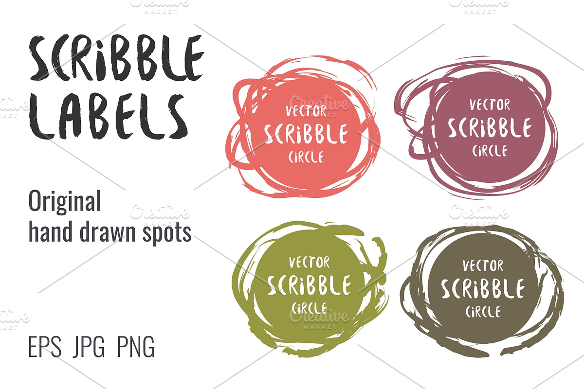 Scribble hand drawn labels, a Decorative Illustration by Primula`s shop (Photo 1 of 2)
