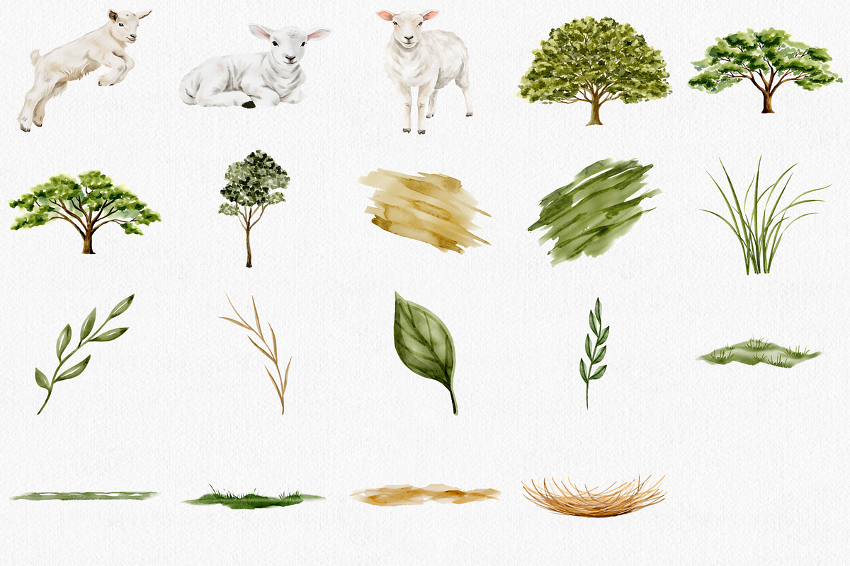 Watercolor Farm Animals Clipart Set, an Animal Illustration by CropUp Creative (Photo 3 of 4)