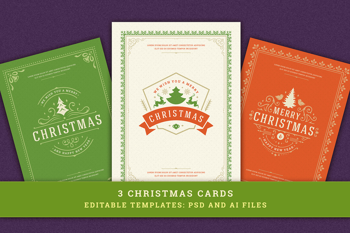Christmas Retro Design Bundle, a Poster Template by Vasya Kobelev (Photo 11 of 11)