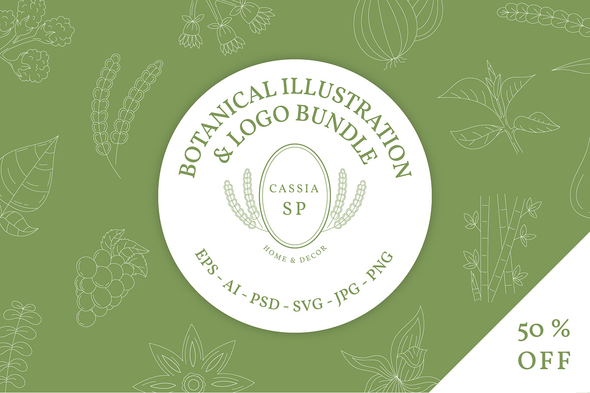 Botanical Illustration & Logo Bundle, a Branding & Logo Template by Lightsense (Photo 1 of 8)