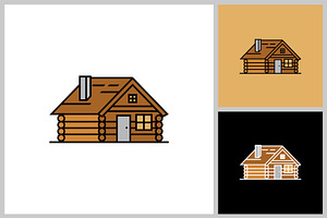 illustration of a simple log cabin., a Solid Icon by quadrazo