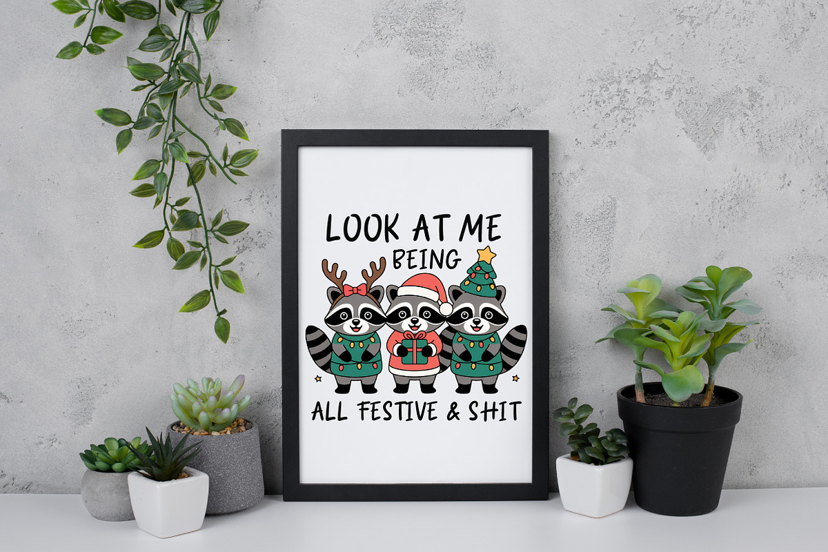 Funny Christmas Sarcastic Raccoon, an Illustration by Daily.Designs (Photo 4 of 5)