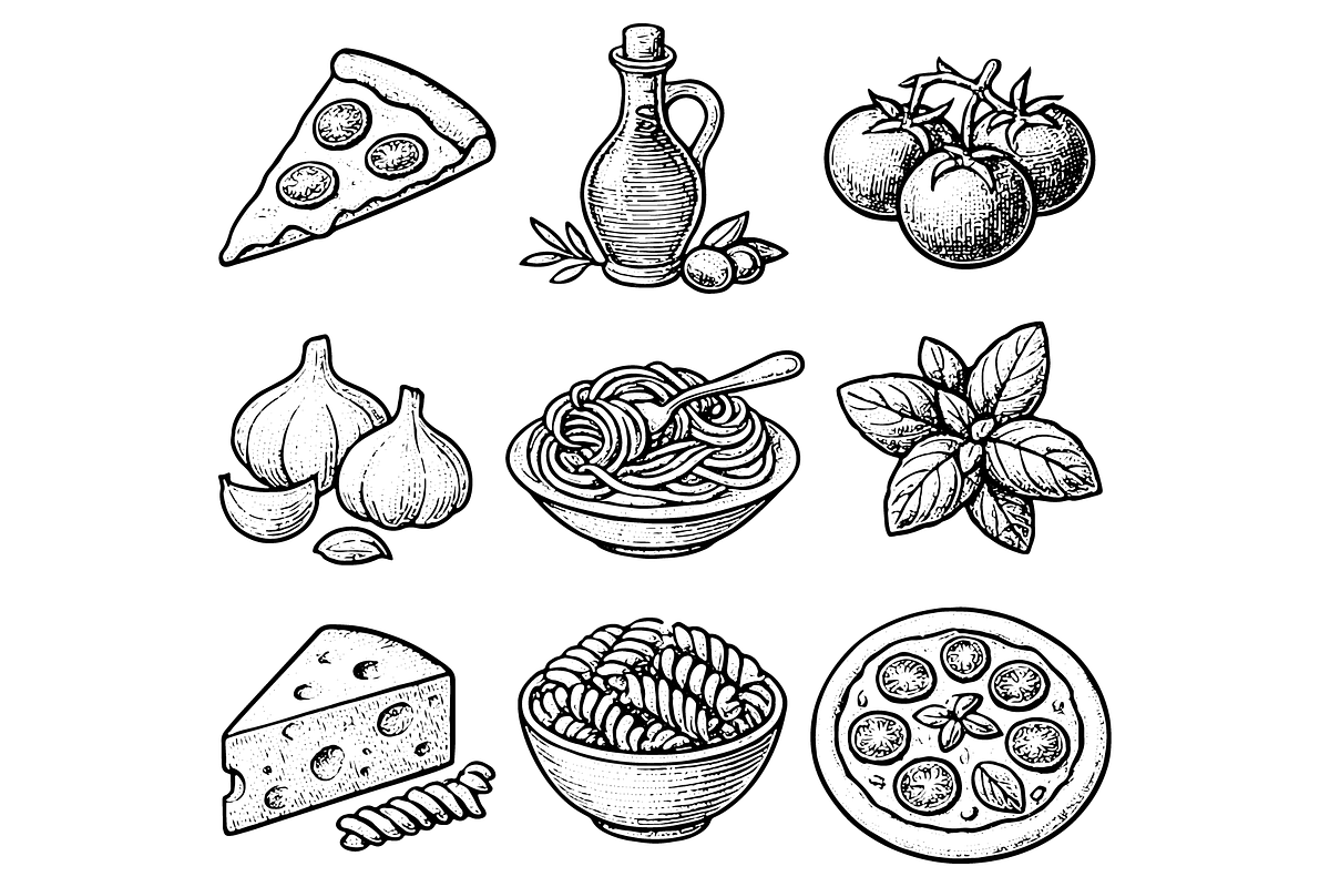 Italian Food Illustration, an Object Graphic by RT Studio