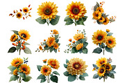 Sunflower Clipart, an Illustration by DreamArtGraphic (Thumbnail 2 of 4)