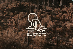 Aesthetic Desert Cactus Badges Logo