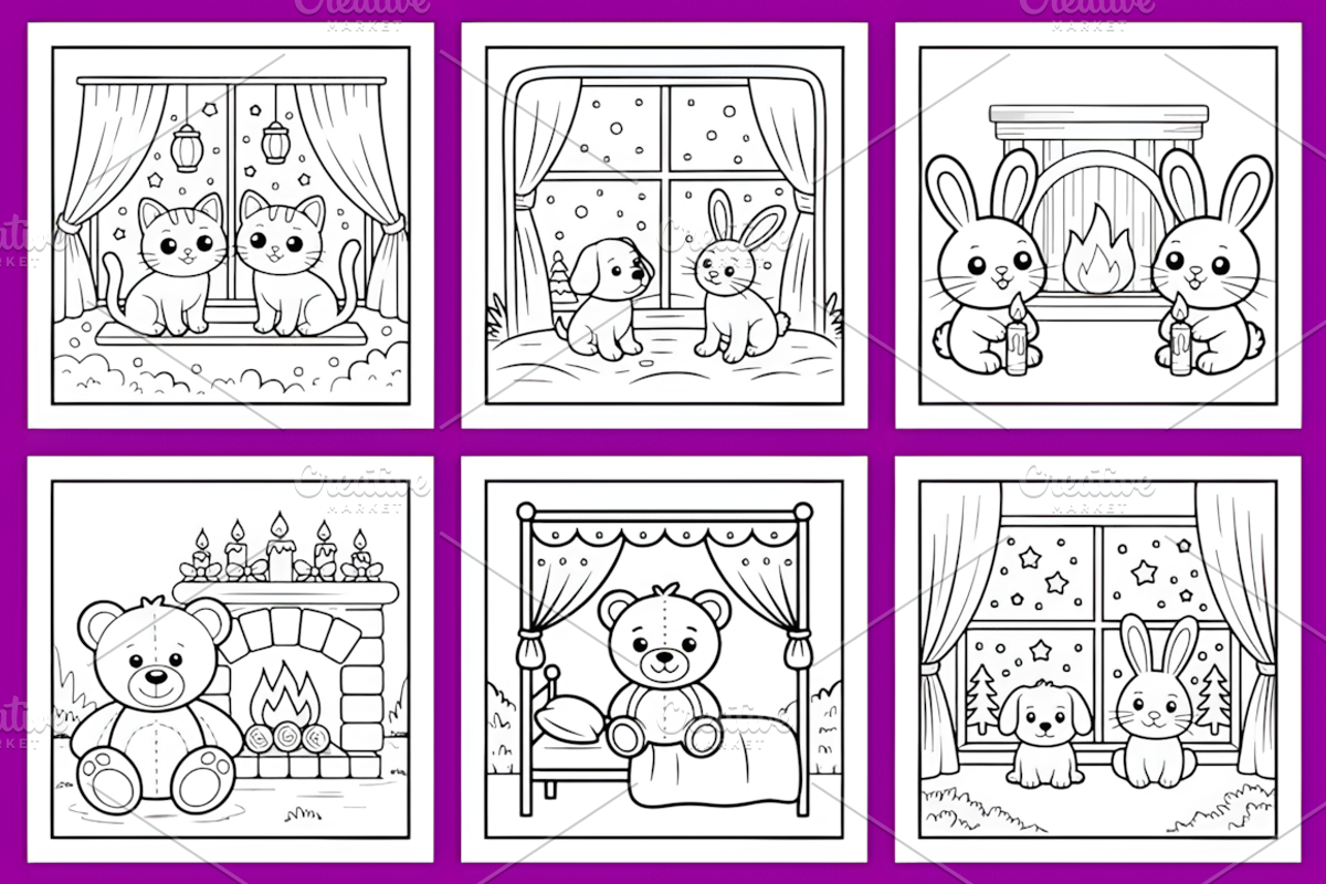 Cozy Friends Coloring Pages, a Decorative Illustration by Design Station (Photo 3 of 4)