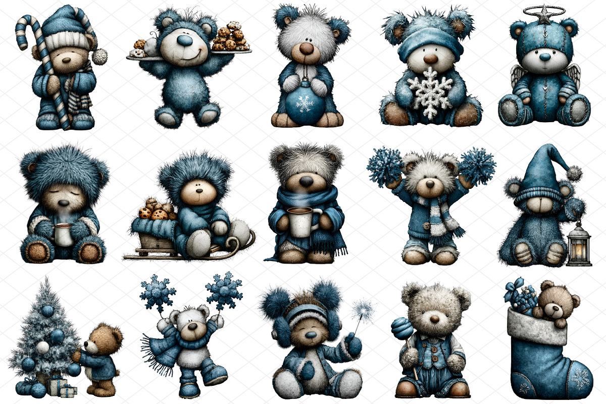Whimsical Christmas Icy Blue Teddy B, an Illustration by cherrydesign (Photo 3 of 4)