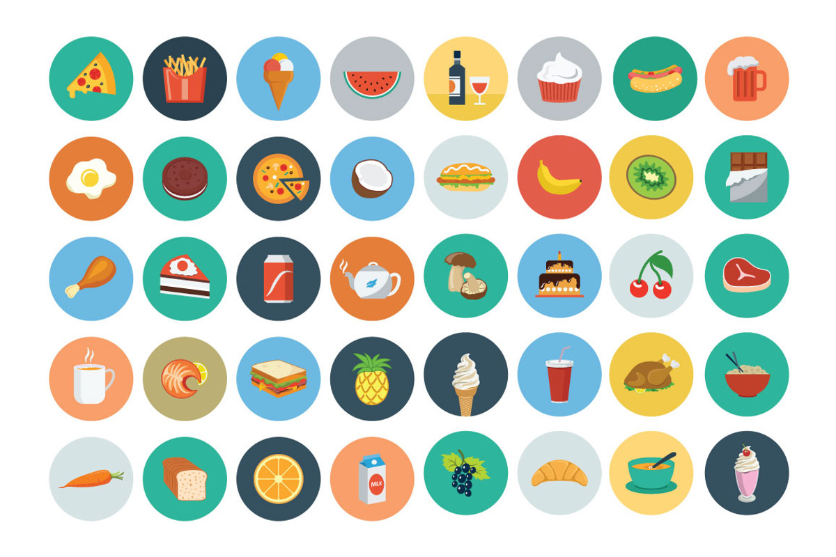 100 Food Flat Icons, an Emoji Icon by Creative Stall (Photo 2 of 3)