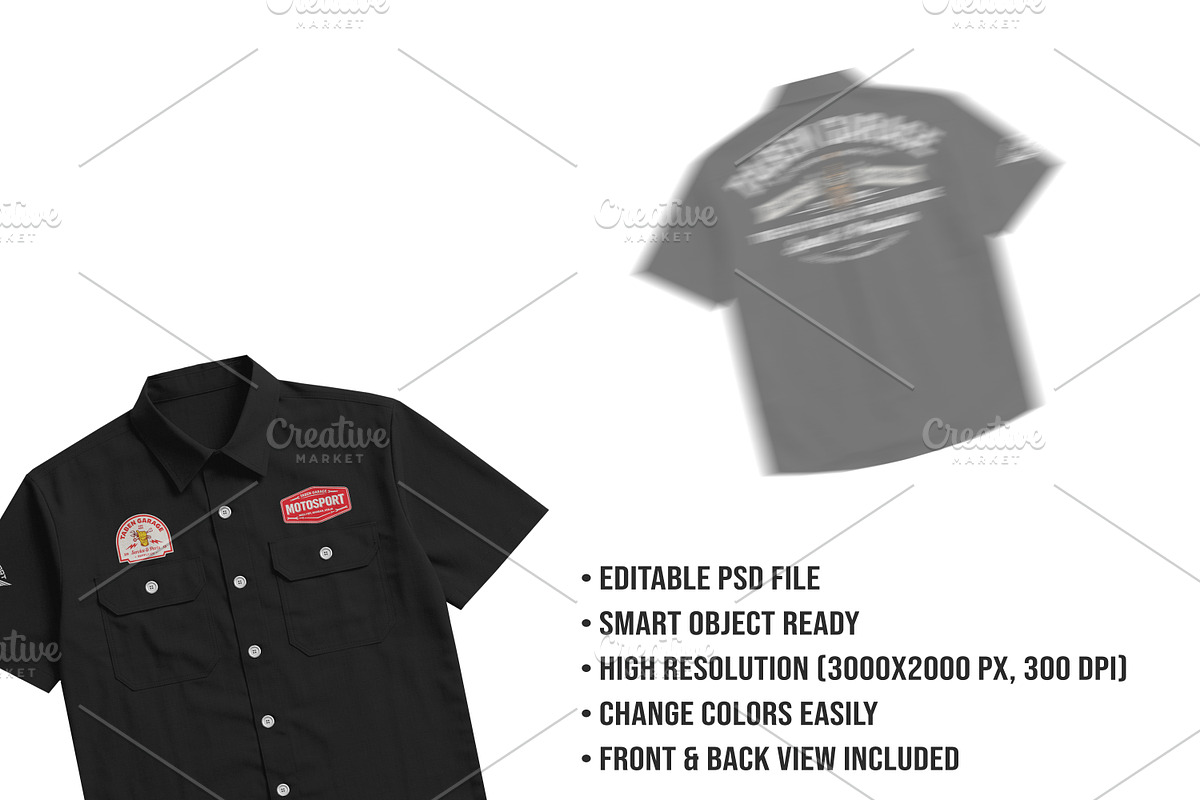4K Work Shirt Mockup PSD Editable, a Shirt Mockup by std.badboy (Photo 4 of 4)