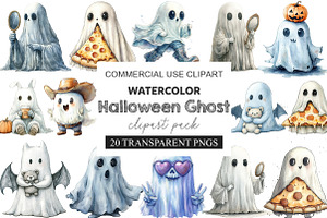 Funny Halloween Ghost Clipart, a Work Illustration by cherrydesign