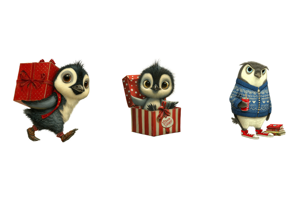 Christmas Penguin Clipart, an Illustration by CreationArt (Photo 4 of 5)