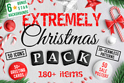 180+ Extremely Christmas Pack, a Seasonal Illustration by Olha Kostiuk (Thumbnail 1 of 15)