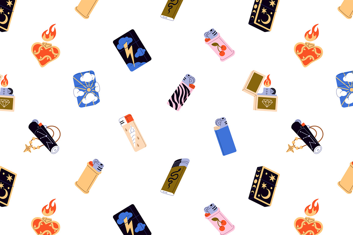 Different lighters set + patterns, an Object Illustration by PaperTrident (Photo 4 of 6)