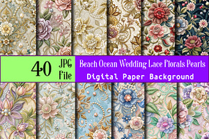 Wedding Lace Florals Pearls seamless, a Background Photo by Wow Magic