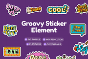 Groovy Sticker Element, an Object Graphic by Illustrava (Thumbnail 9 of 9)