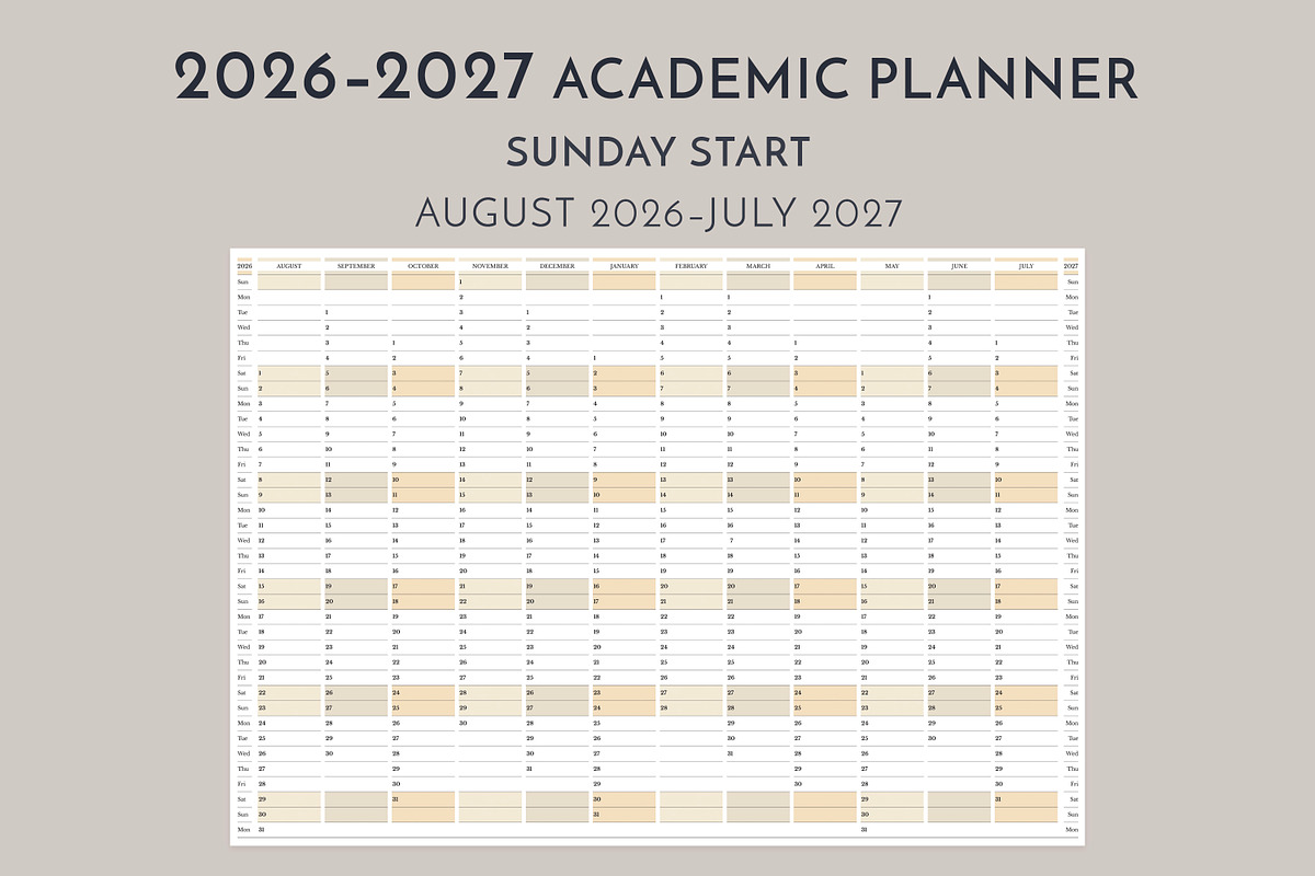 2026–2027 Academic Planner SU Start, a Stationery Template by Olga Begak Art & Design (Photo 3 of 3)