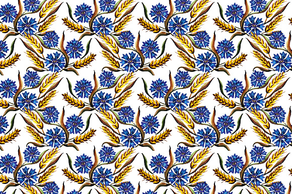Watercolor Cornflowers and Wheat preview 2