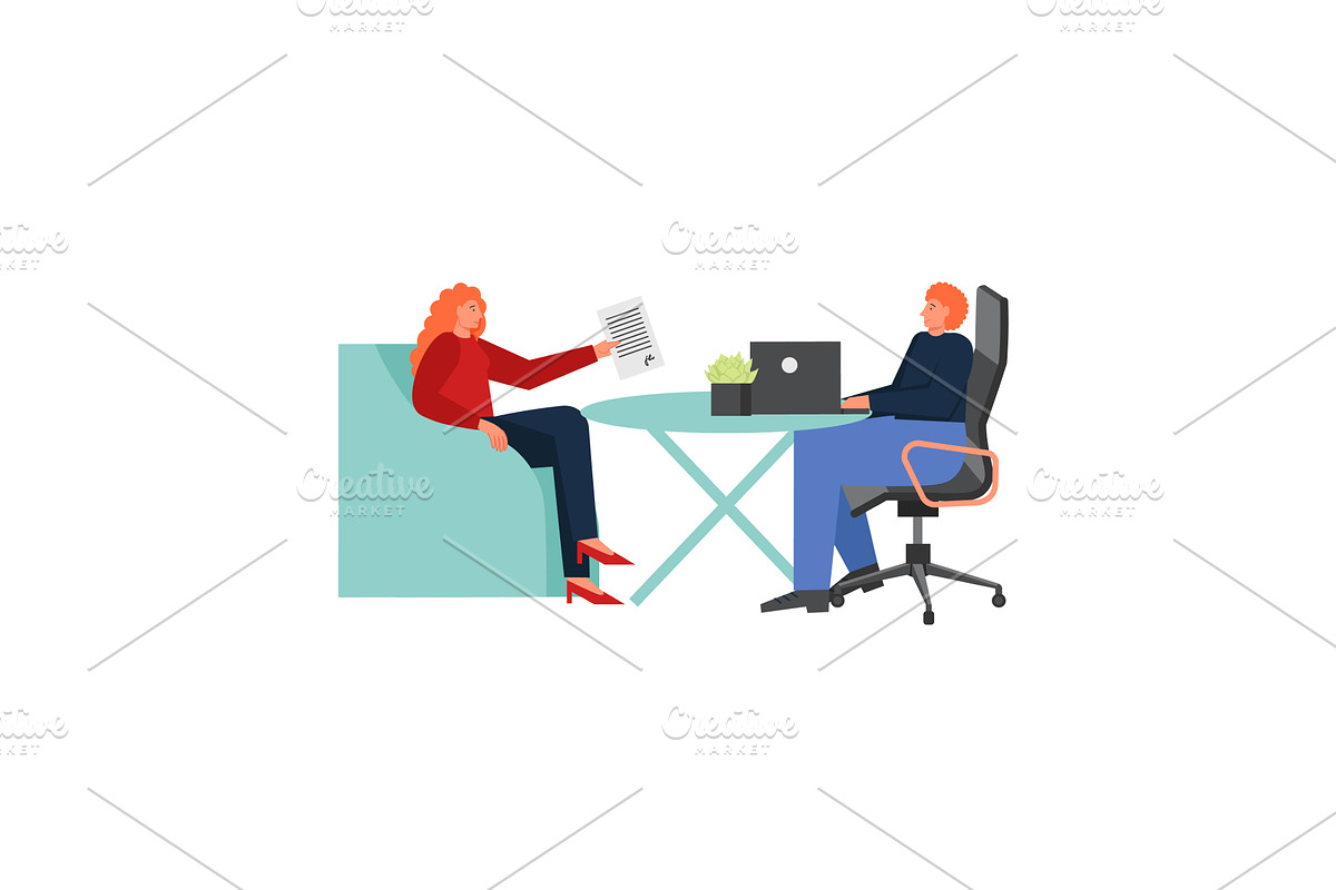 Bank manager consultation, vector, a Person Illustration by Sky Pics Studio