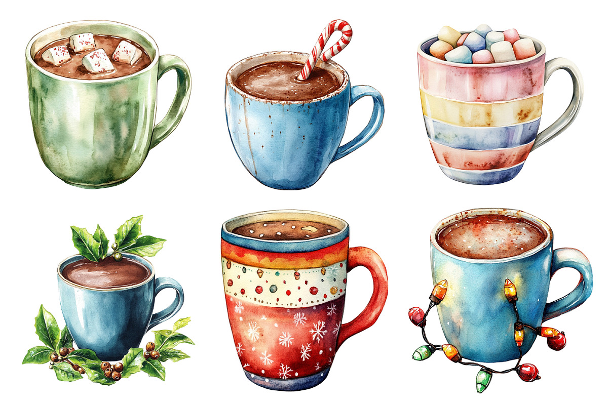 Christmas Hot Chocolate Collection, an Illustration by Daily.Designs (Photo 2 of 5)