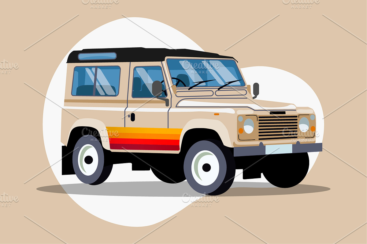 Retro Land Rover Defender Vector, an Object Illustration by Ellen Carty Design