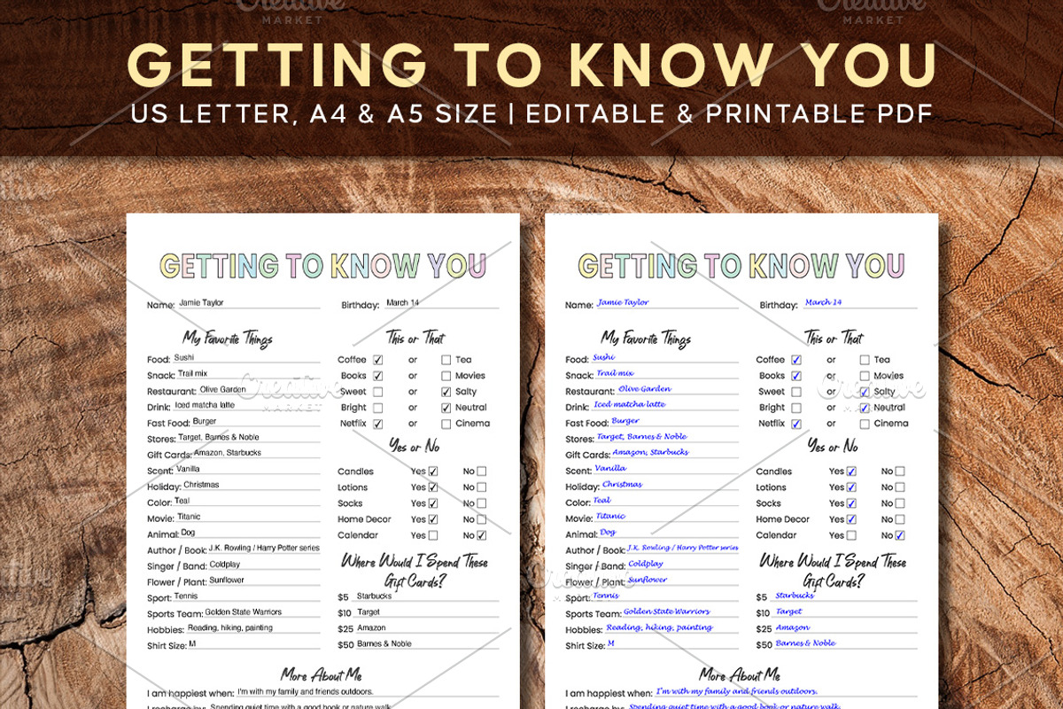 Editable Getting To Know You, a Stationery Template by Graphicsnext (Photo 1 of 7)