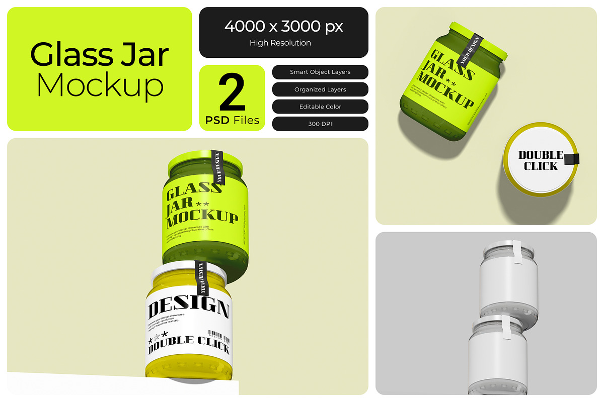 Glass Jar Mockup, a Packaging Mockup by Bartama Graphic (Photo 1 of 3)