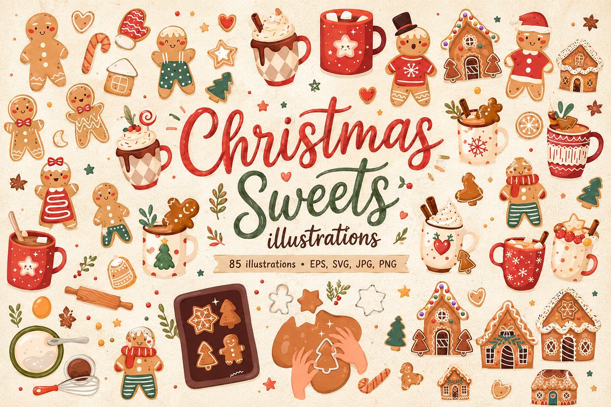 Christmas Sweets Illustrations, a Seasonal Illustration by Anna Studio (Photo 1 of 12)