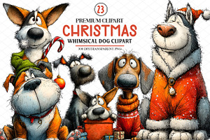 Christmas Dog Clipart, an Illustration by cherrydesign
