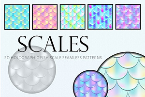 Holographic Mermaid Seamless Pattern