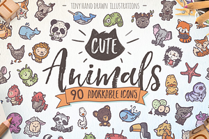 Cute Animals Hand-drawn Icons