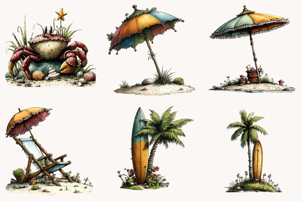 Watercolor Coastal Summer PNG, a Seasonal Illustration by Designworld (Photo 6 of 10)
