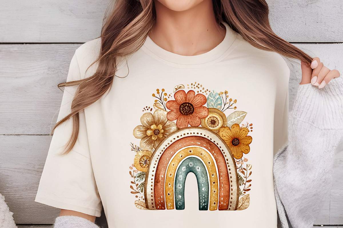 Watercolor Boho Rainbow Clipart, an Illustration by DreamCafeArt (Photo 5 of 6)