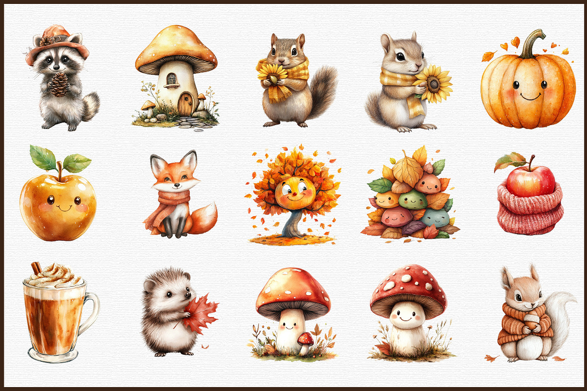 Cute Autumn Clipart, an Illustration by Sublimation Artist (Photo 3 of 6)