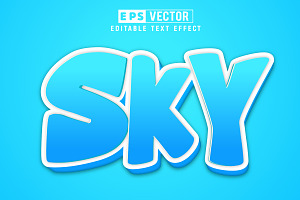 Sky Vector 3D Editable Text Effect