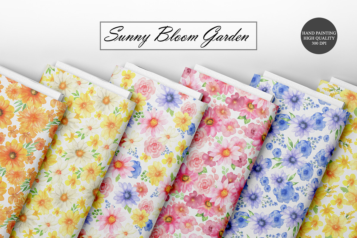 Watercolor Flowers Seamless Patterns, an Illustration by OlDm_Shop (Photo 9 of 10)