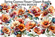 Spring Cosmos Flower Clipart Bundle, an Illustration by Daily.Designs (Thumbnail 1 of 8)