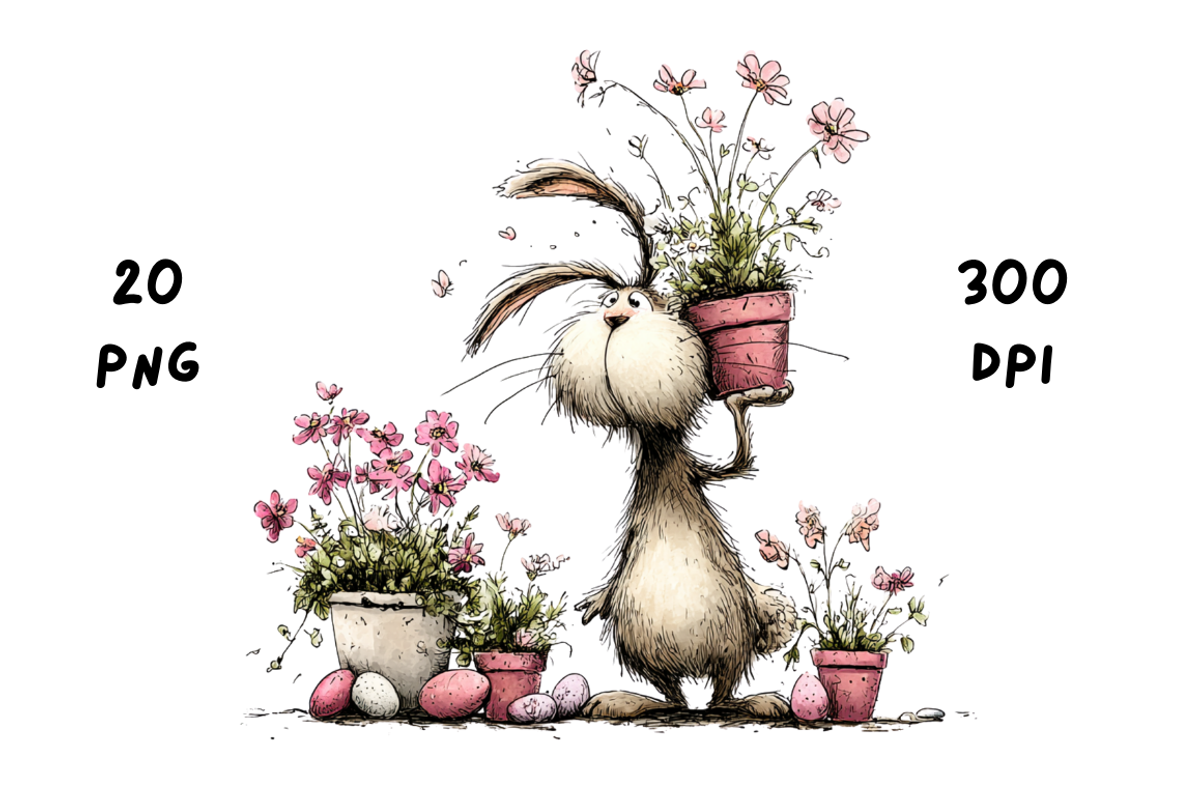 Whimsical Floral Easter Rabbit, an Animal Illustration by GiraffeCreative (Photo 6 of 20)