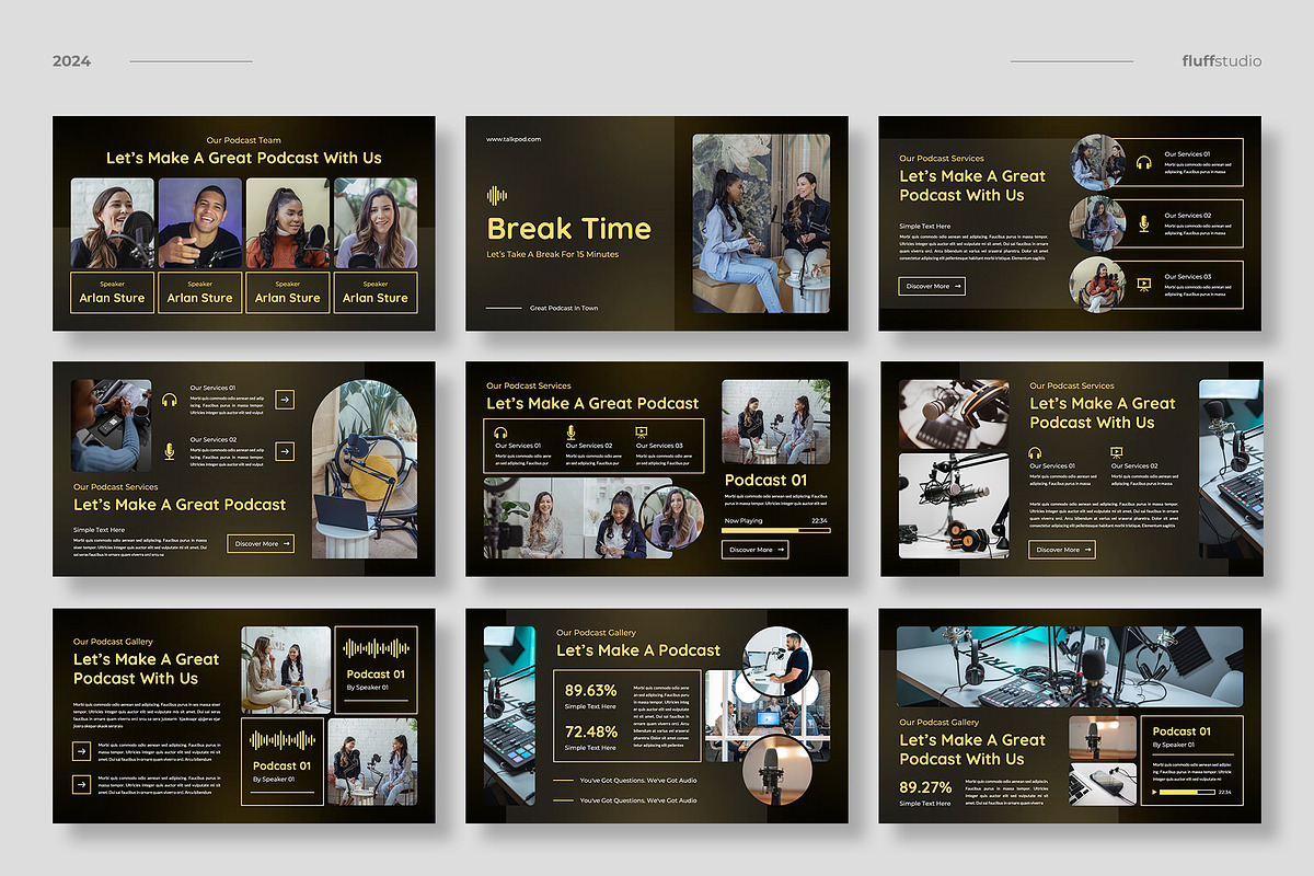 Podcast & Radio Powerpoint Template, a Presentation Template by fluffstudio (Photo 3 of 4)