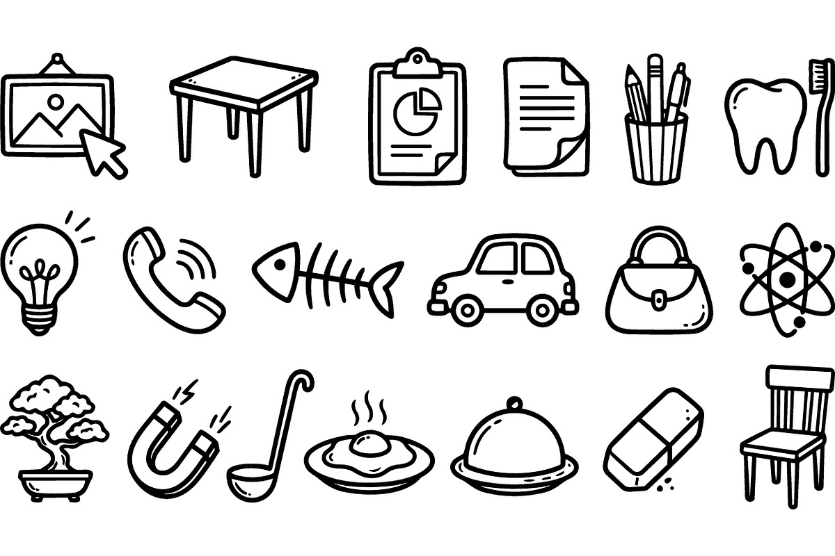 Hand Drawn Office Icons Set, an Illustration by designvectx (Photo 2 of 3)
